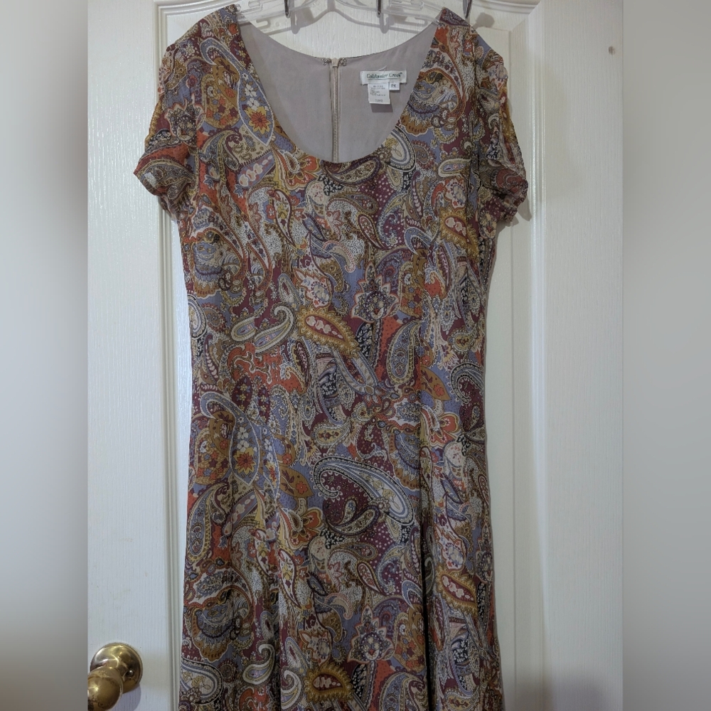 Coldwater Creek SILK Multicolor Paisley Midi Dress